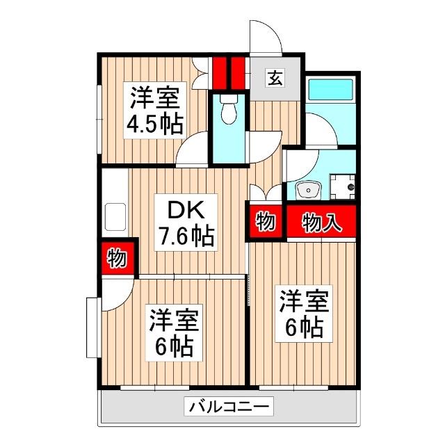 アリエス町田(3DK/1階)の間取り写真