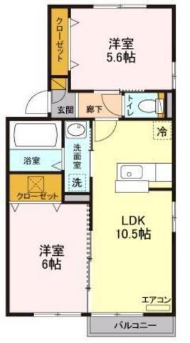 ラプルベールA(2LDK/1階)の間取り写真