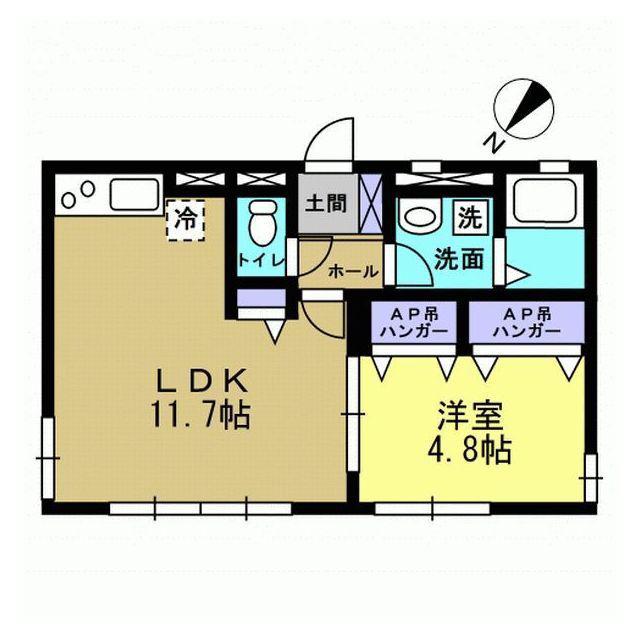 ピュアハイム渡田(1LDK/1階)の間取り写真