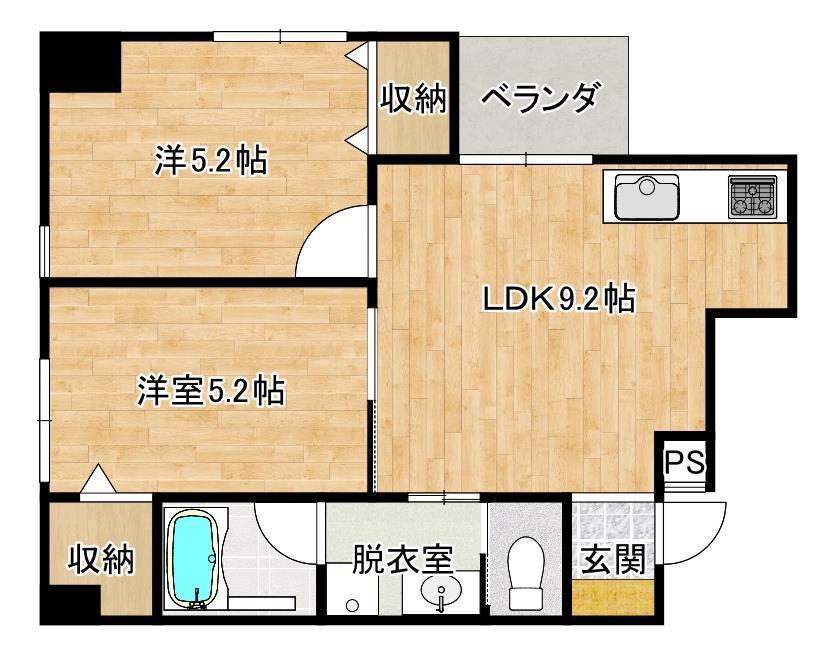LUCE TOMARI(2LDK/2階)の間取り写真