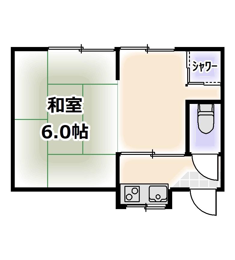 SEESAW北田辺(1K/1階)の間取り写真