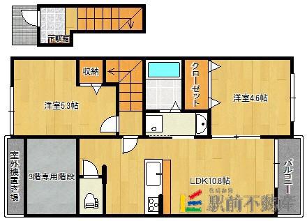 BENESTA久留米(2LDK/2階)の間取り写真