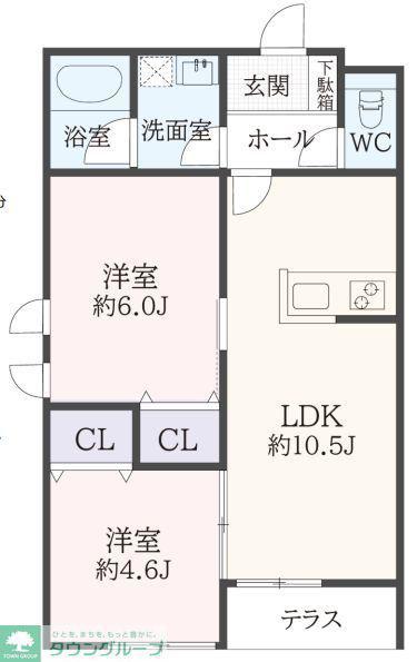 LUMIERE KUROBE(2LDK/1階)の間取り写真