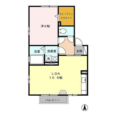 ルガール70(1LDK/2階)の間取り写真