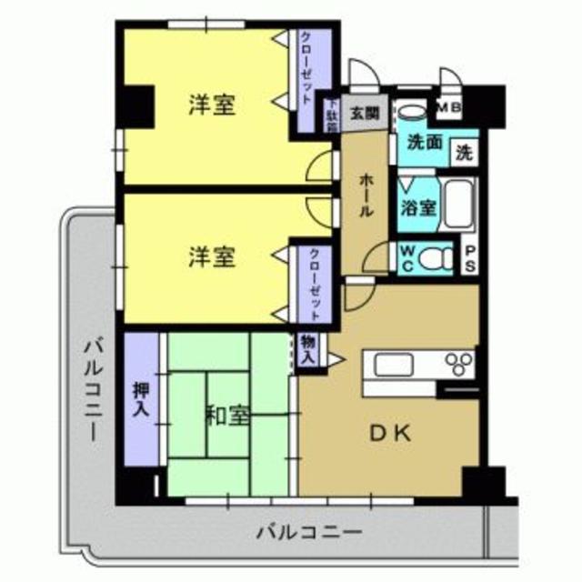 ファースト中青井(3DK/7階)の間取り写真