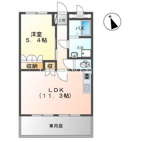 レイクレアII(1LDK/1階)の間取り写真