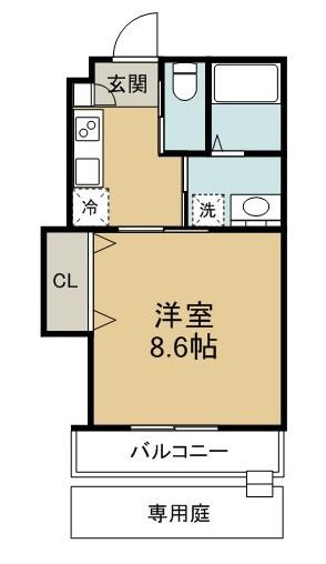 LA VERITE(1K/1階)の間取り写真