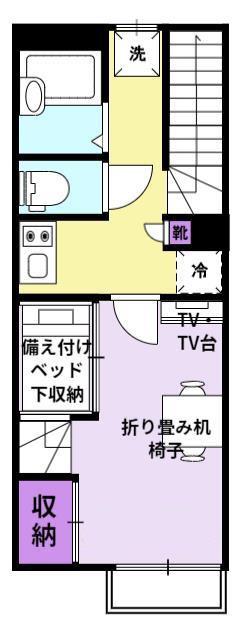 JR久大本線 御井駅 徒歩26分 2階建 築24年(1K/2階)の間取り写真