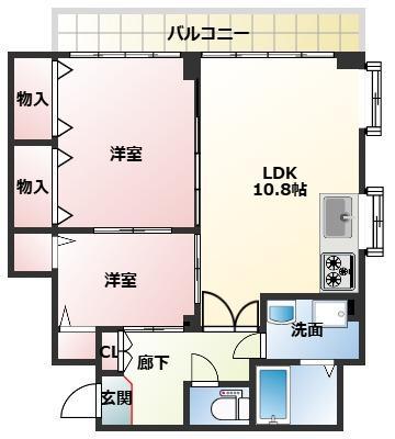 高井ビル(2LDK/2階)の間取り写真