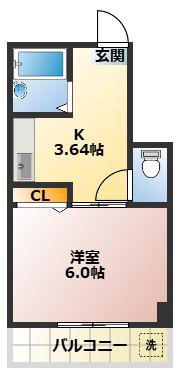 スタジオTK1(1K/3階)の間取り写真