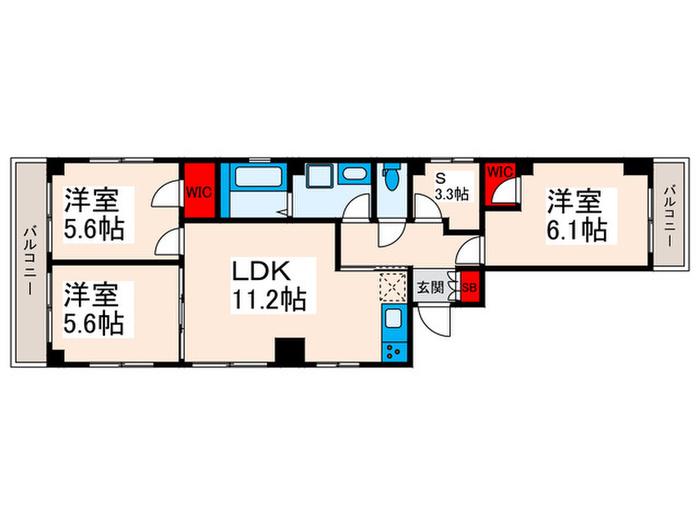 SAN田端(3SLDK/8階)の間取り写真