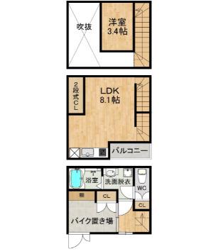 DREAM STAGE井尻II(1LDK/1階)の間取り写真