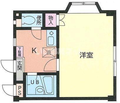 八木コーポII(1K/1階)の間取り写真
