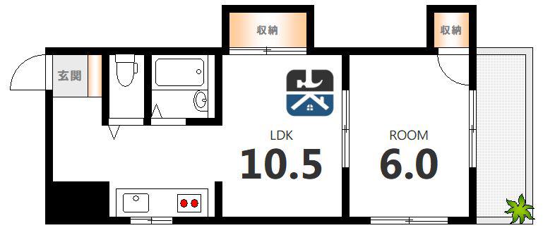第5片山ビル(1LDK/4階)の間取り写真