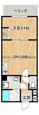 EXハイツ今川(1DK/3階)の間取り写真