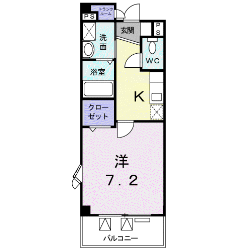 ジュネス湯村(1K/2階)の間取り写真