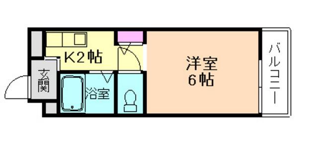 ルミエール箕面III(1K/2階)の間取り写真