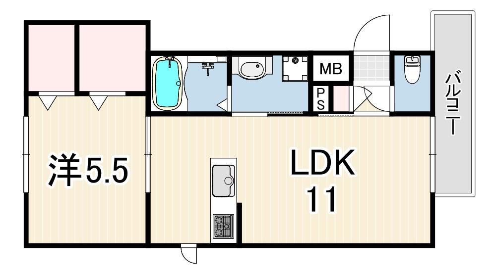 HEBEL MAISON M(1LDK/2階)の間取り写真
