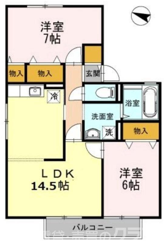 エセルディハイツA棟(2LDK/2階)の間取り写真