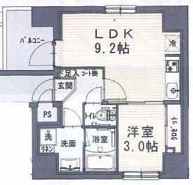 ル・ジュジュヨコハマ(1LDK/3階)の間取り写真