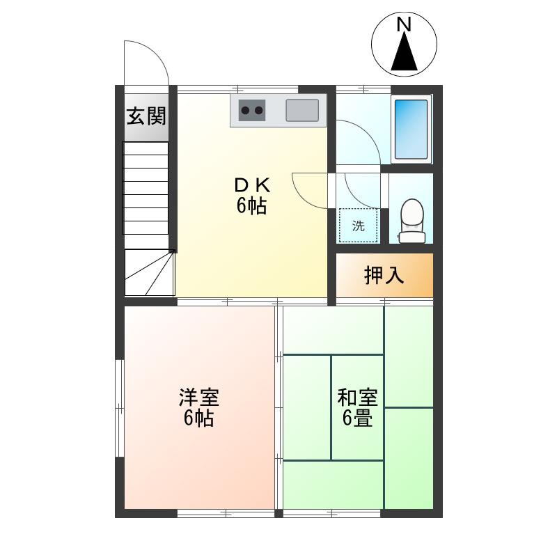 サントピア桧町I(2DK/2階)の間取り写真