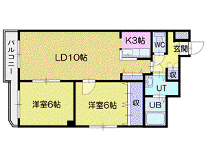 エクセラン20(2LDK/2階)の間取り写真