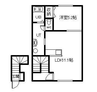 エコハウス5(1LDK/2階)の間取り写真
