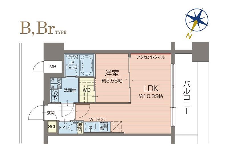 プレジオ弁天町EURO(1LDK/7階)の間取り写真