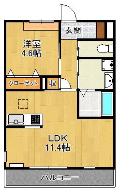 エトワールシャトーⅠ(1LDK/1階)の間取り写真