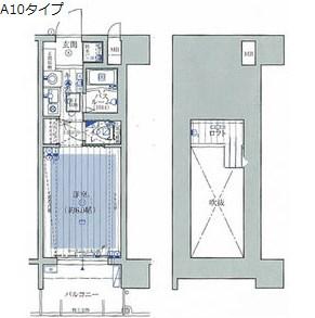 エステムコート大阪・中之島南(1K/2階)の間取り写真