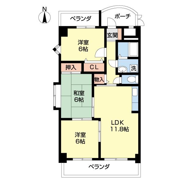 M・十三番丁(3LDK/5階)の間取り写真