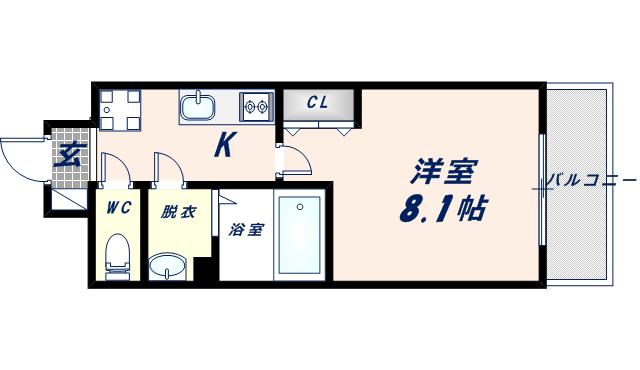 カーサ今里(1K/3階)の間取り写真