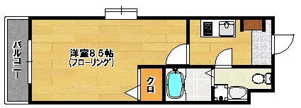 エンクレスト警固(1K/6階)の間取り写真