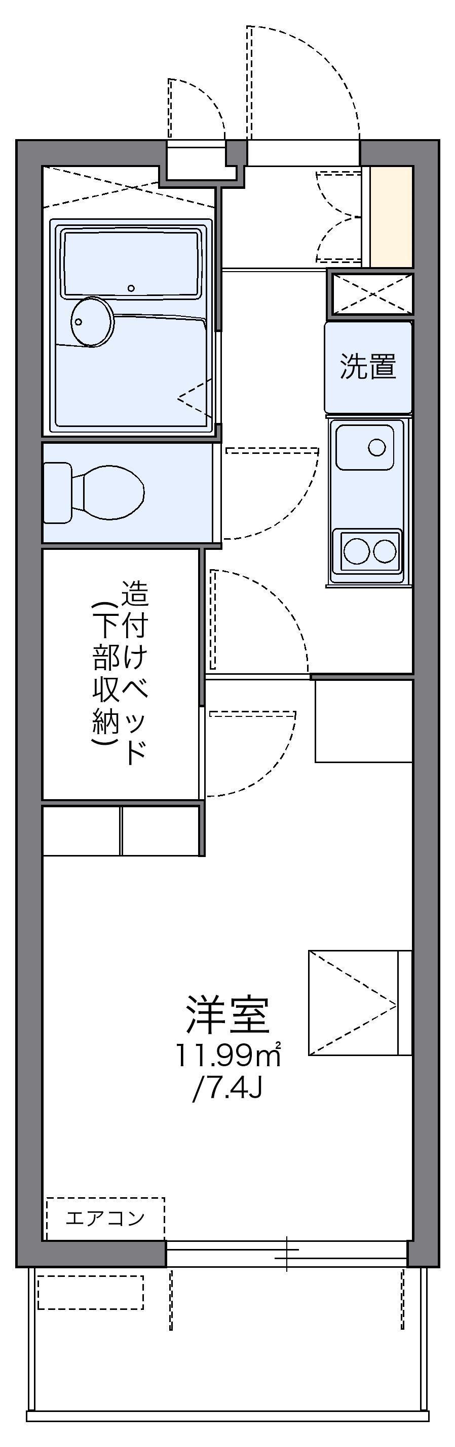 レオパレス空港通III(1K/4階)の間取り写真