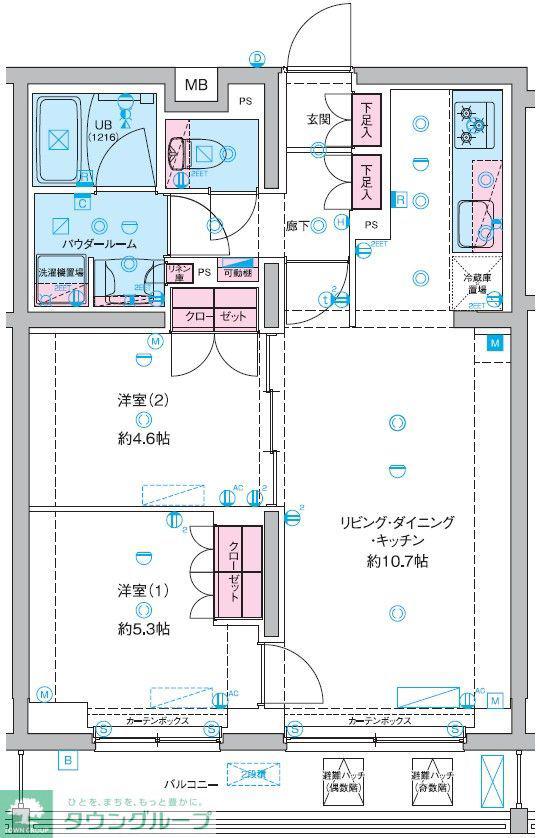 GENOVIA竹ノ塚(2LDK/3階)の間取り写真
