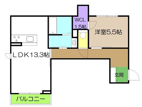 シャーメゾン パン トロワ(1LDK/1階)の間取り写真