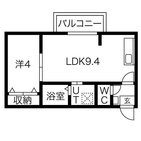 LA VITA二日市駅前III(1LDK/1階)の間取り写真