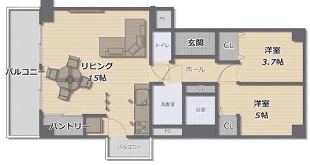 エバーグリーン門真(2LDK/7階)の間取り写真