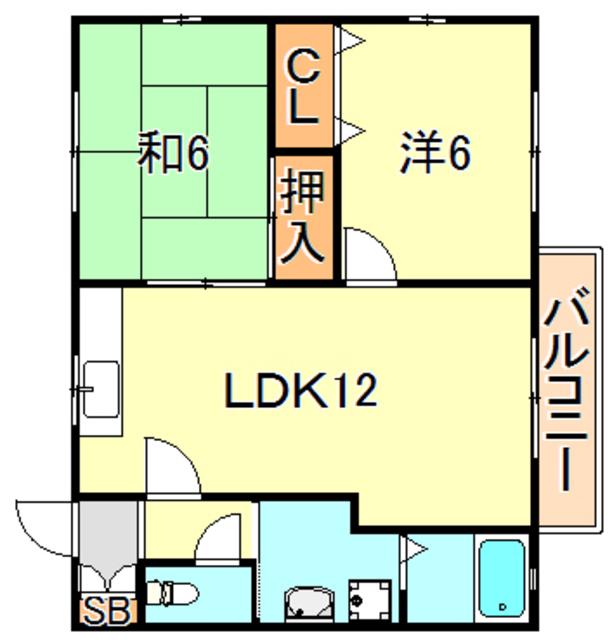 パセオ今田Ⅰ(2LDK/1階)の間取り写真