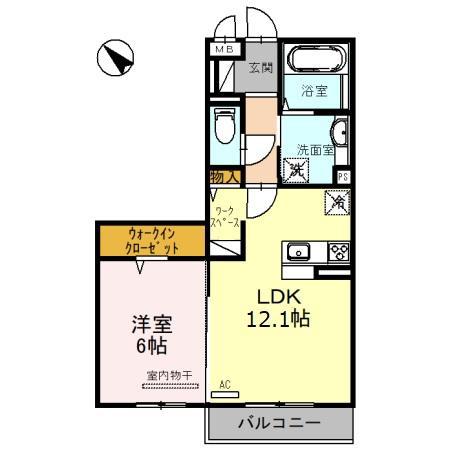 シャルムアンジュ(1LDK/2階)の間取り写真