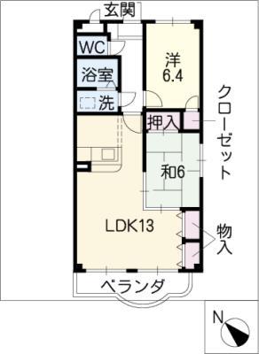 メルヴェーユ(2LDK/4階)の間取り写真