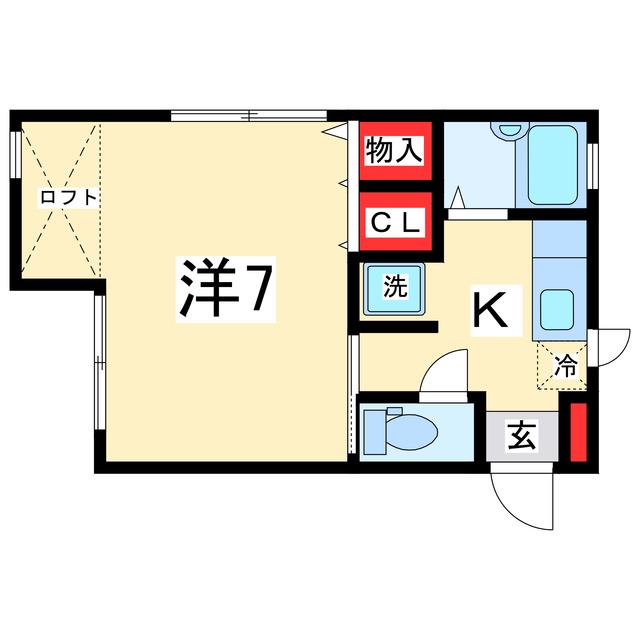 AKASHI(1K/2階)の間取り写真