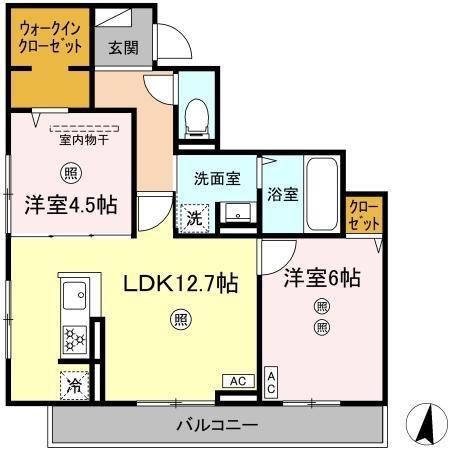 カサグランデ松山(2LDK/3階)の間取り写真