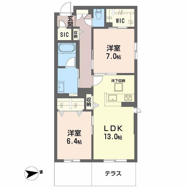 シャーメゾン渋川III(2LDK/1階)の間取り写真