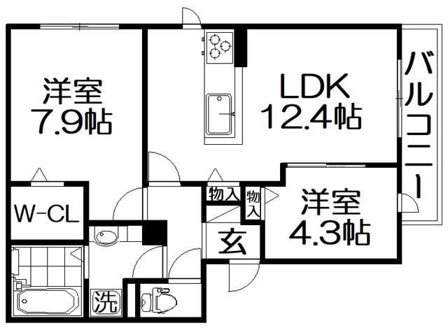 PADRE(2LDK/3階)の間取り写真