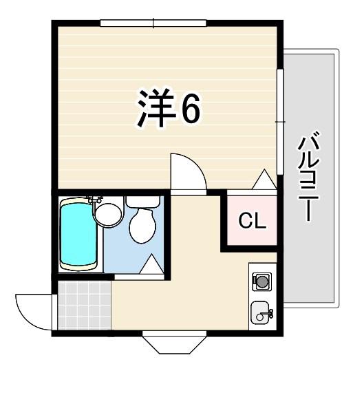 サンマリン平磯(1K/2階)の間取り写真