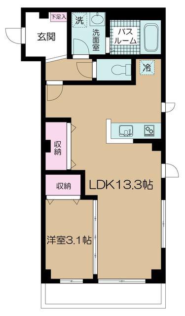 ル・クレール代々木初台(1LDK/3階)の間取り写真