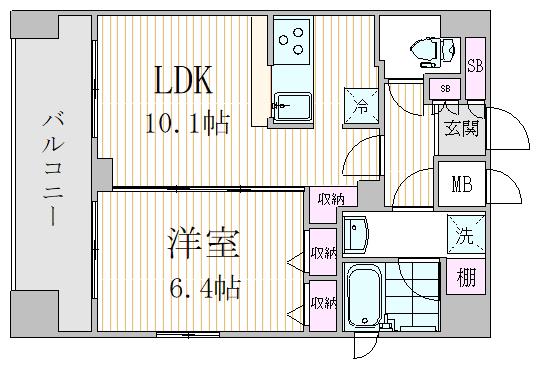 エスジーコート三ノ輪(1LDK/8階)の間取り写真