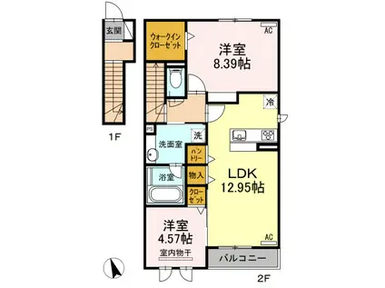 常若荘(2LDK/2階)の間取り写真