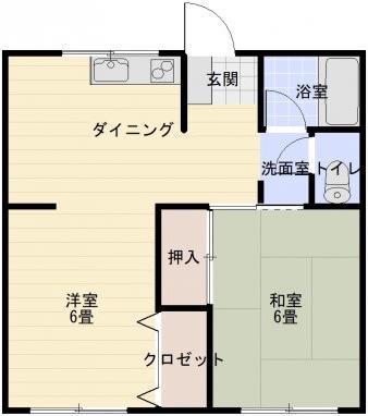 秋元コーポB(1LDK/2階)の間取り写真
